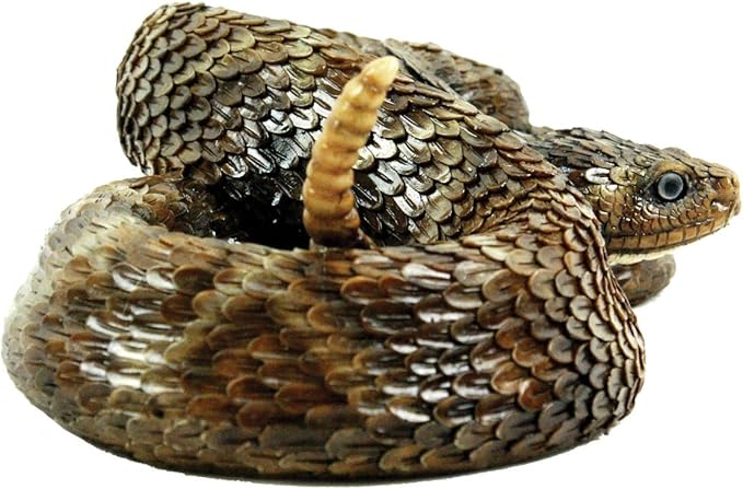 Western Diamondback Rattlesnake S by Michael Carr Designs - Outdoor Snake Figurine for gardens, patios and lawns (80058),Brown