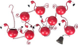 90-Inch Metal Rain Chain with 8 Portly Flamingos, 7 Inches Long Each, Muted Red Finish, Decorative Downspout Alternative for Rainwater Collection, Outdoor Garden Décor
