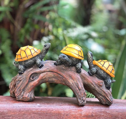 Solar Powered Turtles on Log Outdoor Garden Decor - LED Light, Outdoor Statues, Decor, and Gifts for Mom, Grandma, Birthday - Solar Light for Garden and Outdoors