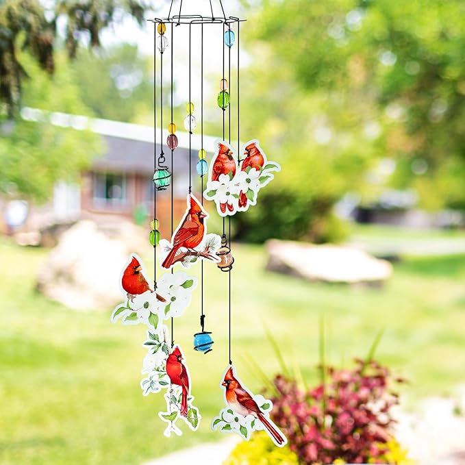 Cardinal Wind Chimes Gifts for Women Wind Chime, Wind Chimes for Outside, Cardinal Decor Thank You Gift for Mom Friend Sisters- Mother's Day, Birthday, Thanksgiving Day