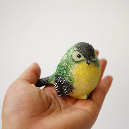 4pcs Set 1:1 True Bird Statue, Cute Color Finch/Sparrow Statues, Outdoor and Indoor Decoration