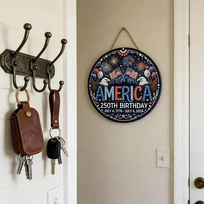 250th Anniversary America Window Hanging Suncatcher，Bald Eagle American Flag Designs Blue Sun Catcher Decor ，Patriotic Supplies Home Party Independence Day Accessories