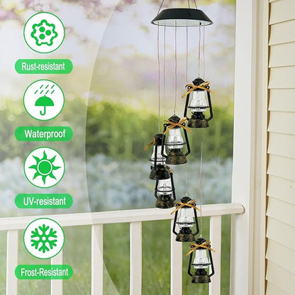 Solar Wind Chime for Outside,Color Changing Solar Lights Windchime Outdoor,Hanging Lantern Decoraition for Patio,Porch,Yard,Dangler Mobiles