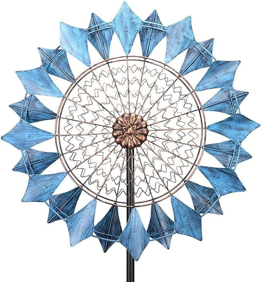 MUMTOP Wind Spinners Extra Large - 74 Inch 360 Degrees Swivel Azure Wind Sculpture Kinetic Windmill with Stake for Garden Yard Patio Lawn
