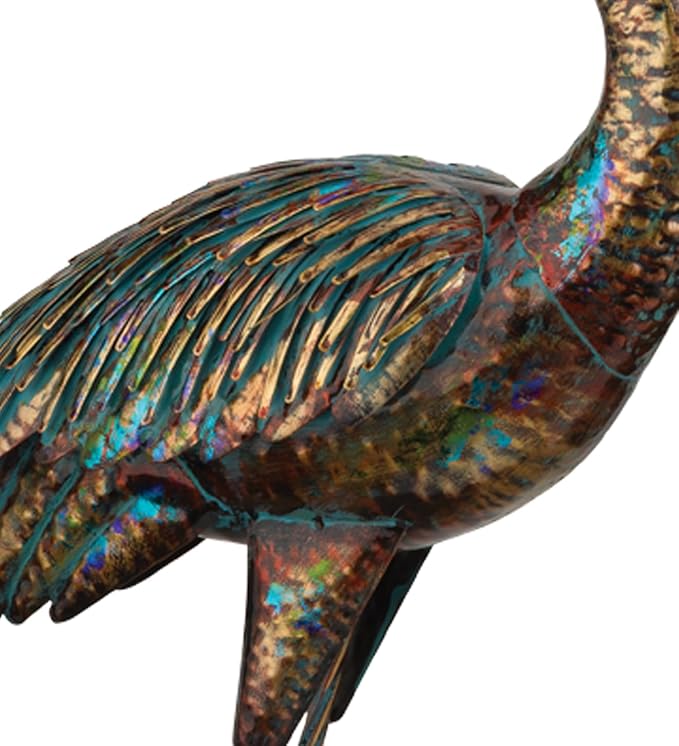 Regal Art & Gift Illumine Crane Metal Statue – Indoor Outdoor Decorative Sculpture for Home & Garden Décor, Weather-Resistant Yard Art Figure for Patio, Lawn - Upward Gaze