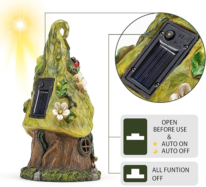 AIINY Garden Decor Outdoor Solar Statues, 9.4Inch Resin Fairy Garden Solar Lights Birthday Gifts for Women Yard Decorations, Gardening Gifts for Patio, Balcony, Porch Decor