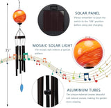 Taman Solar Wind Chime - 35" Glass Solar Lights Wind Chimes Valentine's Day Gift for Outside Deep Tone Decorative Memorial Gift for Home, Outdoor, Yard, Patio, Balcony, Garden Decor