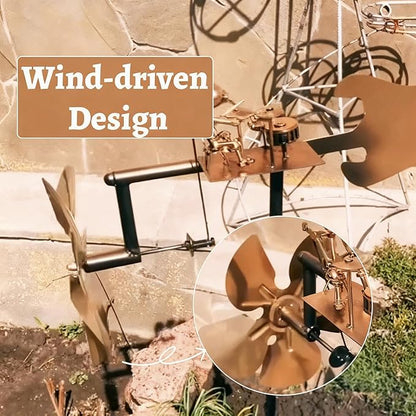 Handmade Metal Drummer Windmill, Drummer Music Figurines and Statues,Metal Art Musician Rocking Figurine Wind Mill for Garden Yard Lawn Patio (Guitarist)