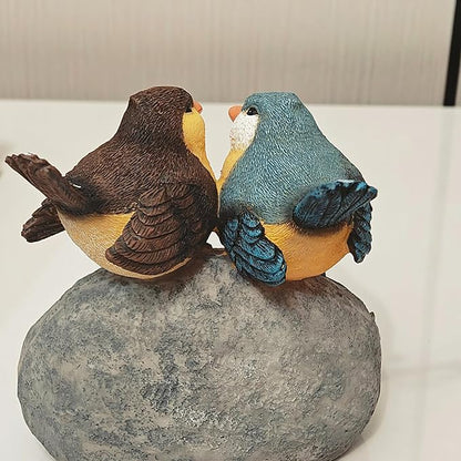 Bird Garden Statue, 6.31 Inch Lifelike Standing Bird with Hope Characters Stone, Small Resins Figurine for Home Table Outdoor Lawn Porch Patio Balcony Yard Decor (A)