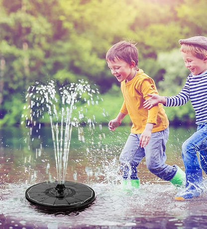 Yzert Solar Fountain Glass Panel with 2200 mah Battery, 3.5W Floating Solar Water Fountain with 4 Fixed Rods, Solar Pump for Bird Bath, Garden, Pond, Pool, Outdoor (Black Panel White Lights)