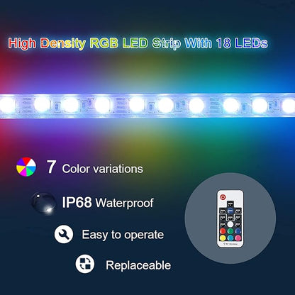 PONDO Lighted Waterfall Pool Fountain 12'' w/LED 7 Color Changing and Remote, Acrylic Waterfall Spillway for Sheer Descent Garden Outdoor