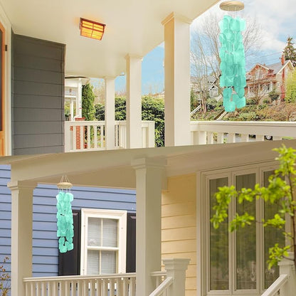 Wind Chimes for Outside 26", Clear Tones Sea Shell Wind Chimes Outdoor, Handcrafted Capiz Sea Glass Shells Windchimes Memorial Wind Chime for Patio, Garden, Porch Decor, Beach Gifts