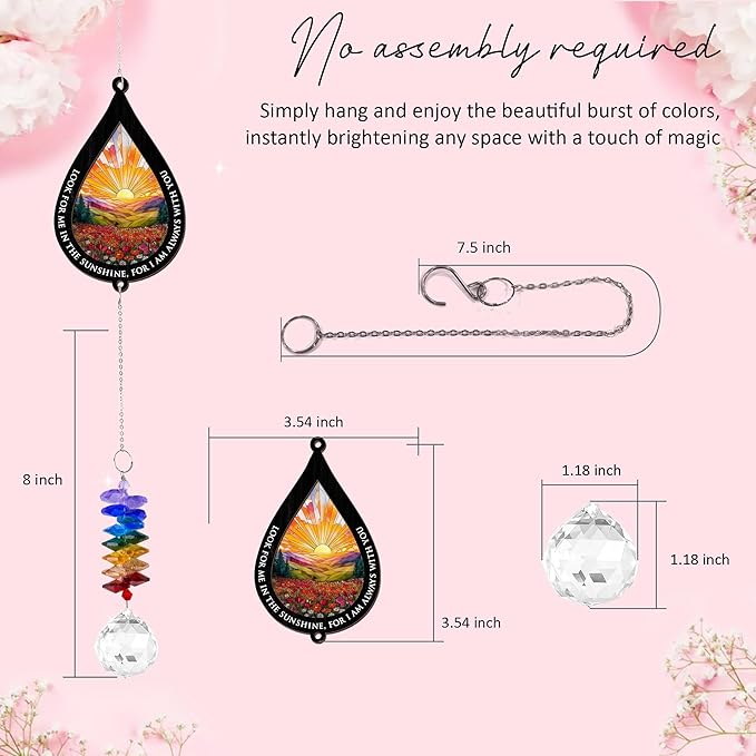 2 Layered Ornament Suncatcher - Look for Me in The Sunshine - Sympathy Gift for Loss of Loved One - Grief Gifts - Heaven Funeral Keepsake - Home Garden Decor - Mother's Day