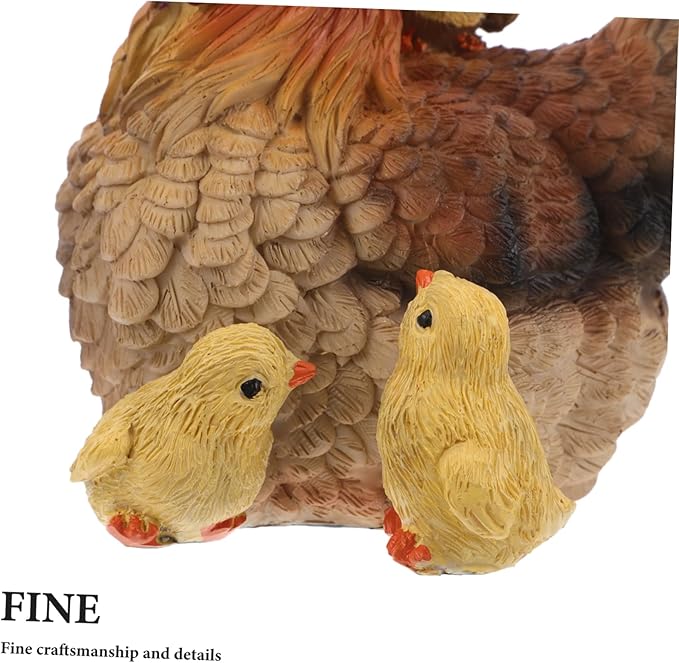 Hemoton Resin Hen Statue for Garden 4.9 Inch Realistic Farm Chicken Ornament Weatherproof Outdoor Decor for Lawn Patio