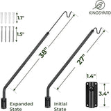 Kingsyard Heavy Duty Wall Mounted Deck Hook, 27"-39" Adjustable Metal Plant Wall Hanger for Hanging Bird Feeders, Planters, Lanterns, Wind Chimes, Wall Mounted