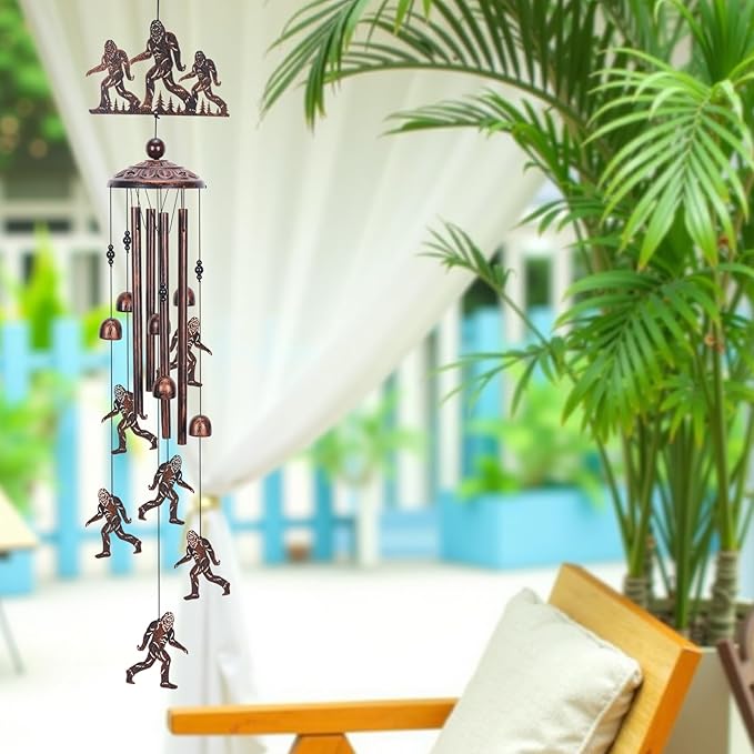 Bigfoot Wind Chimes Gift for Outdoor, Big Foot Gifts for Men Women Dad Grandpa, Memorial Gift Metal WindChimes for Outside Indoors Home Lawn Porch Patio Garden Decor Yard Decoration