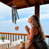 32" Wind Chimes for Outside with Heart Photo Holder, Aluminium Sympathy Wind Chimes Suitable for Outdoor, Garden, Patio Decoration, Sympathy Chime for Loss of Loved One, Friend, Pet Memorial - Black