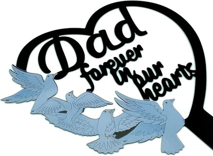 HPMAISON 11 inch Metal Dad Memorial Stake Grave Decorations for Cemetery Gravesite Sympathy Markers Waterproof Memorial Gifts for Loss of Father Tombstones Plaque Outdoors Lawn Yard Decor