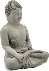 Vintage Master Buddha: Solid Durable Stone Statue with Aged Texture. Perfect Home Design & Sealed for Outdoor Use. Handcrafted USA. (Antique/Gray)