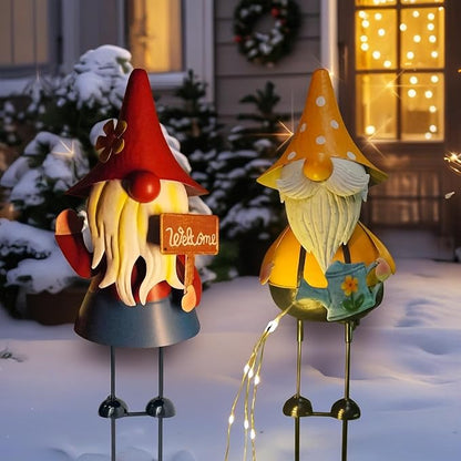 HONGLAND Garden Gnome Statue with Solar Lights -18 Inch Gnomes Decorations with Firework Solar Lights, Birthday Gifts for Woman Grandma for Patio Yard Lawn Porch