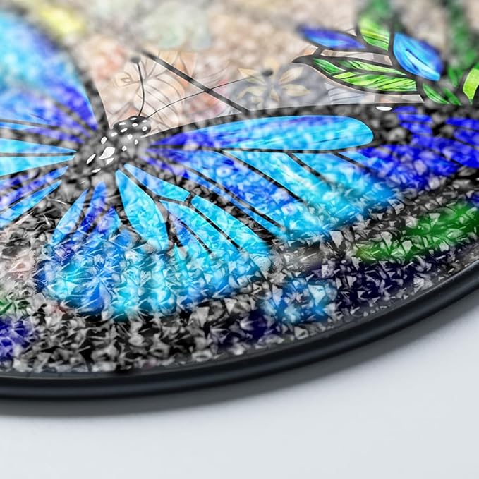2 Stained Glass 7.8" Butterfly Stained Glass Suncatcher, Luna Moth Stained Glass Suncatchers Art Monarchs for Sun Catcher Indoor, Butterfly Gifts for Mom, Women, Family, Nature Floral Lovers