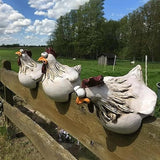 Garden Statues Funny Face Chicken Fence Ornament Resin Ornament Hanging Foot Chicken Yard Statue Outdoor Chicken Decor Garden Statues Yard Ornaments Decor