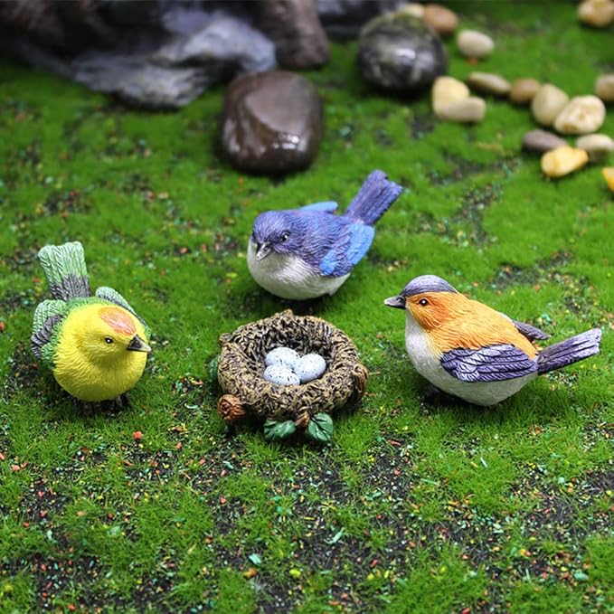 MAOMIA Miniature Bird Decorative Figurines 3 Pcs Mini Bird Figures Animal Model Toys Fairy Garden Decoration Plant Flower Pots Ornaments