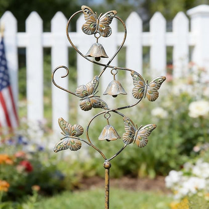 Butterflies Garden Stakes with Bells - Decorative Outdoor Yard Art, Decorative Garden Stakes for Outside Garden, Patio, Flower Bed, Pathway.