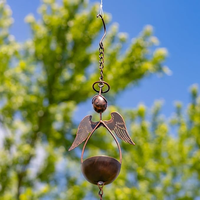 Zaer Ltd. Ornate Hanging Rain Chains (Bronze Finish, Angels)