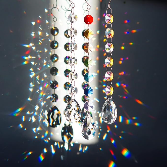 kanpura DIY Suncatchers 164pcs Sun Catchers Making Kit for Adults Clear Hanging Prism Sun Catcher with Crystals Rainbow Maker for Window Wedding Garden Christmas Decor