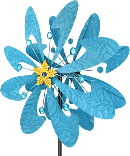 Outdoor Metal Wind Spinner – 76 in Kinetic Garden Windmill Sculpture, Heavy-Duty Rustproof Waterproof Yard Patio Lawn Decor with Dual Rotors – Easy Install Gift