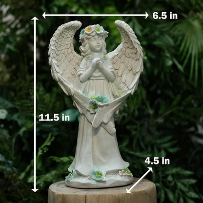 Solar Garden Statues Outdoor Decor Resin Lights Garden Angel Statues for Outside Lawn Yard Patio Balcony Art Sculptures Gifts for Mom Women