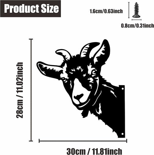 Peeping Goat Metal Art Farm Garden Decor Garden Fence Decoration Outdoor Decoration for Farmhouse,Yard,Lawn