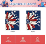 AVOIN colorlife Patriotic 4th of July House Flag 28x40 Inch Double Sided Outside, Memorial Day Floral Welcome Daisy Yard Outdoor Decoration