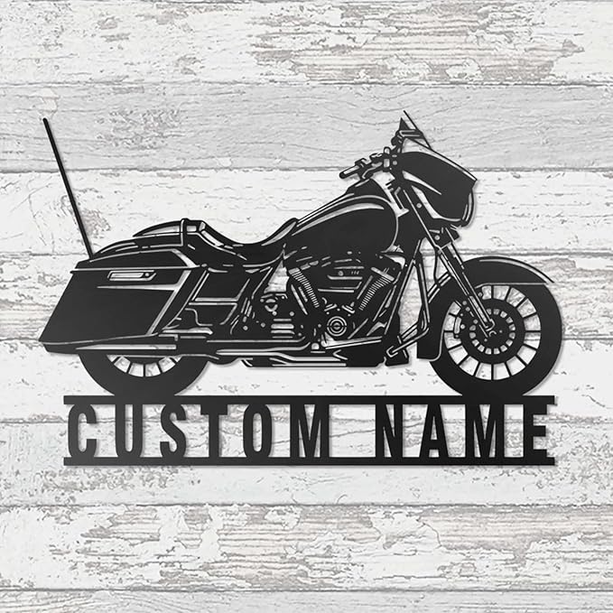 Custom Motorcycle Metal Wall Art, Personalized Motorcycle Garage Name Sign, Customized Family Name Wall Decor, Rustic Home Décor/Gift-315