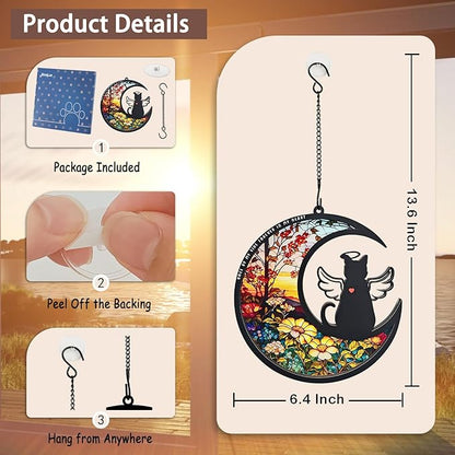 BamLue Cat-Angle Suncatcher Loss Sympathy Gift, 2-Layer DIY Memorial Sun Catcher, Pet Bereavement Gift, Gifts for Loss of Cat in Loving Memory