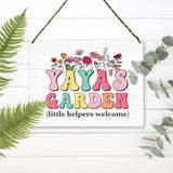 Yaya's Garden Wooden Sign Decor, Indoor Decoration Hanging Signs 8x10 Inches, Outdoor Garden Decor Yard Wall Hanging Decor Sign, Mothers Day Gifts Birthday Gifts for Mom Grandma