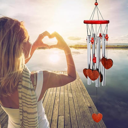 Memorial Wind Chimes Outside Loving Heart Sympathy Gifts for Loss of Loved One Passed Away Mother Mom Death of Father Dad Son Bereavement Remembrance Condolence Windchimes Outdoor