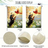 Spring Summer Garden Flags for Outside 12x18 Double Sided, Small Burlap Black Dachshund Dog Cardinal Floral Garden Flag Spring Summer Outdoor Yard Decorations