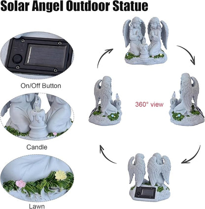 Solar Garden Angel Statue Praying Guardian Angel Statue Light for Outdoor Yard Decor, Resin Garden Sculpture, Weatherproof Statues for Angels Memorial Gifts for Women, Mom, Grandma