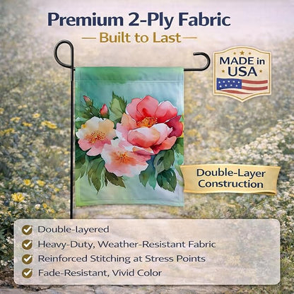 Caroline's Treasures Georgia Cherokee Rose in Watercolor Garden Flag Mailbox Flag Decorative Yard Flag Banner Outside Patio Artwork Yard Flower Beds, Garden Size, Multicolor