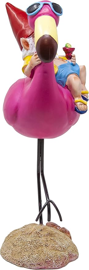 Funny Guy Mugs Outdoor/Indoor Garden Statue - Gnome and Flamingo - Patio, Yard or Lawn