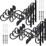 6 Pack Hanging Plant Brackets 12-Inch, Black Iron Wall Hooks for Planters, Lanterns, Bird Feeders & Wind Chimes Indoor/Outdoor