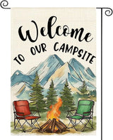 AVOIN colorlife Welcome To Our Campsite Camping Garden Flag 12x18 Inch Double Sided, RV Campfire Camper Yard Outdoor Decoration