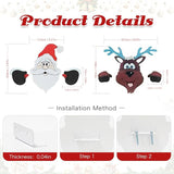 HUYIENO 2pcs Christmas Metal Fence Peeker Decoration Santa & Reindeer Fence Yard Sign Cute Outdoor Christmas Decor for Yards, Patios, Lawn, Pathway, Parking Holiday Decor Art Ornament