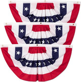 4 PCS 4th of July Decorations, 1.5 x 3 FT USA Pleated Fan Flags, Patriotic Bunting Decor American Flag Banner Fourth of July US Half Fan Flags Independence Day 250th Anniversary Outdoor Home Decor