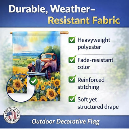 Caroline's Treasures Kansas Sunflowers in Watercolor House Flag Large Porch Sleeve Pole Decorative Outside Yard Banner Artwork Wall Hanging, Polyester, House Size, Multicolor