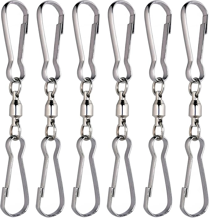HS’s Creation 6 Pack Dual Clips Swivel for Indoor Outdoor Organization Spinning Hanger Clothline Rack Wind Chimes Spinner Prism Windsocks Hanging Plant