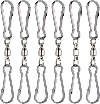 HS’s Creation 6 Pack Dual Clips Swivel for Indoor Outdoor Organization Spinning Hanger Clothline Rack Wind Chimes Spinner Prism Windsocks Hanging Plant