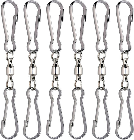 HS’s Creation 6 Pack Dual Clips Swivel for Indoor Outdoor Organization Spinning Hanger Clothline Rack Wind Chimes Spinner Prism Windsocks Hanging Plant